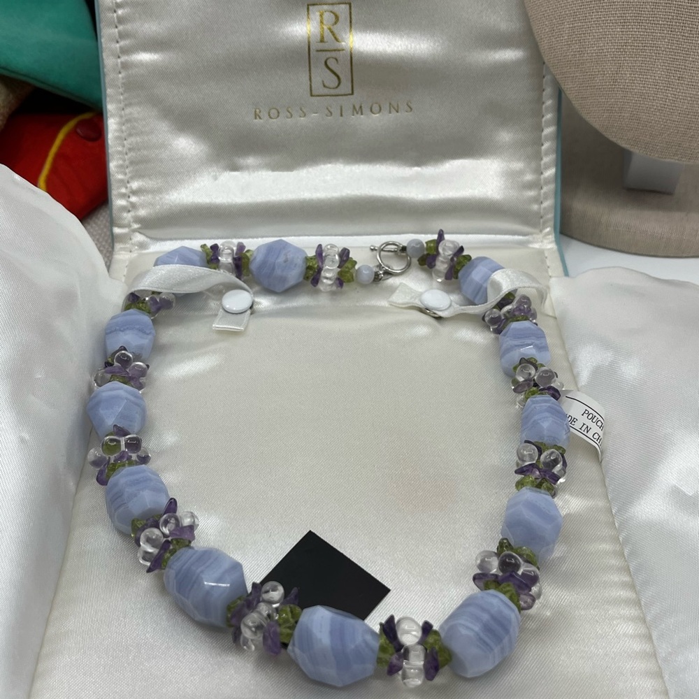 Ross-Simons Gemstone Cluster Necklace – Blue Agate, Amethyst, Peridot, Quartz - Picture 13 of 17